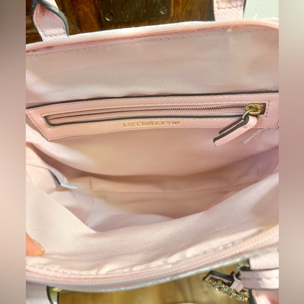 Liz Claiborne Pink Princess Studded Charm Tag Fluffy Purse - Picture 5 of 6